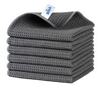 MR.SIGA Waffle Pattern Cleaning Cloths, Reusable Absorbent Microfiber Cleaning Cloths, Lint Free Microfiber Kitchen Towels, 6 Pack, Gray, 12.6 x 12.6 inch