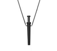 Mr. Slim Max Stainless Steel Pull Tube & Pull Tube | Discreet Snuff Dosing Tool for Energy Sniff Powder | Dispenser with Necklace | Party & Festival Accessory - Black