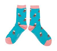Mr Sparrow Cute Owls on Turquoise Womens Novelty Ankle Socks Adult One Size