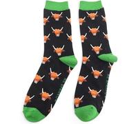 MR SPARROW Highland Cow Socks Hairy Coo Mens Soft Eco Friendly Breathable Bamboo Blend (UK, Numeric, 7, 11, Regular, Regular, Black)