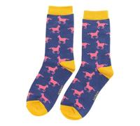 Mr Sparrow Horses on Denim Blue Womens Novelty Ankle Socks Adult One Size