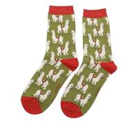 Mr Sparrow Llamas on Olive Womens Novelty Ankle Socks Adult One Size