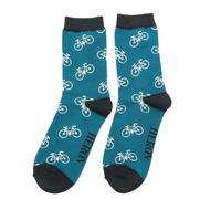 Mr Sparrow Mens Bike Bamboo Socks One Size 7-11 Bicycle Crew Mid Calf Blue