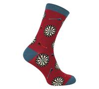 Mr Sparrow - Novelty Dart Boards Socks for Men | Soft Bamboo Funky Patterned Socks | Gift Idea (6-11, Red)