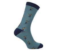 Mr Sparrow - Novelty Ski Socks For Men | Soft Bamboo Winter Sports Patterned Mens Socks (6-11, Teal)