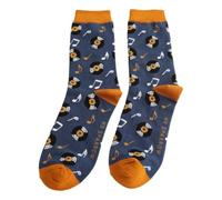 Mr Sparrow Vinyl Records on Navy Mens Novelty Ankle Socks Adult One Size
