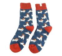Mr Sparrow Winter Jack Russell Dog Navy Womens Novelty Ankle Socks Adult One Size