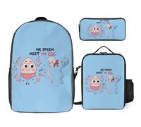 Mr Sperm Meet Ms Egg 3 Pieces Set Laptop Backpack Casual Daypack with Lunch Box Pencil Case for Travel