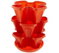 Mr. Stacky Self Watering 3 Tier Stackable Garden Vertical Planter Set, Terracotta
