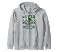 Mr Steal Your Luck Dinosaur Lucky Shamrock St Patricks Day Zip Hoodie