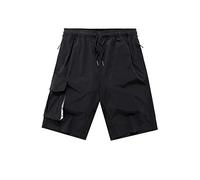 Mr.Stream Men's Bermuda Beach Jogging Quick Drying Outdoor Casual Multi Pocket Stretch Cargo Shorts 3211 M Black