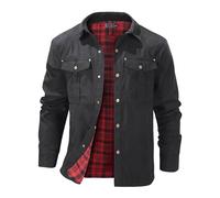 Mr.Stream Mens Checked Flannel Lined Jacket Snap Plaid Shacket