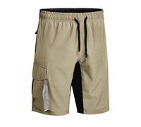Mr.Stream Men's Cycling Shorts, Quick-Drying MTB Shorts, Men's Elastic Cycling Shorts, Mountain Bike, Short, Breathable and Quick-Drying with 2 Zip Pockets, khaki, M