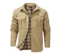 Mr.Stream Mens jacket Plaid Flannel Lined Llightweight Snap Summer Western Cowboy Shirt Jackets Coats 3268 khaki 2XL