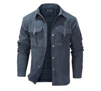 Mr.Stream Men's Lightweight Long Sleeved Snap Plaid Western Cowboy Flannel Lined Shirts Jackets, Blue, XL