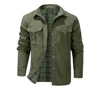 Mr.Stream Men's Lightweight Long Sleeved Snap Plaid Western Cowboy Flannel Lined Shirts Jackets, Green, XL