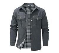 Mr.Stream Men's Lightweight Long Sleeved Snap Plaid Western Cowboy Flannel Lined Shirts Jackets, Grey, XXL