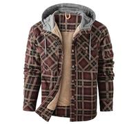 Mr.Stream Men's Padded Lumberjack Casual Long Sleeve Plaid Flannel Lined Button Warm Shirt Sherp Jacket Hoody 3252 Coffee M