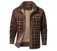 Mr.Stream Men's Padded Lumberjack Casual Long Sleeve Plaid Flannel Lined Button Warm Shirt Sherp Jacket 3251 Coffee S