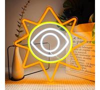 Mr.Sun Neon Sign LED Gaming Light for Sprunki Fans Creepy Cute Gaming Decor USB Sun Shape Light Signs for Party Bedroom Game Room Wall Sign