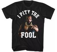 Mr T Pointing I Pity The Fool White Logo Men's T Shirt The A Team B.A. Baracus Black