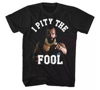 Mr T Pointing I Pity The Fool White Logo Men's T Shirt The A Team B.A. Baracus Black XL