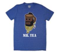 Mr Tea Graphic Illustration Mens T-Shirt, Vintage Blue, Large