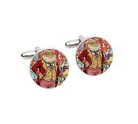 Mr Toad Pop Art Cufflinks | Wind in the Willows/Toad of Toad Hall Literary Artwork | Colourful Retro Comic-Style Cuff Links in Gift Box | Fun Wedding Accessory & Gift for Him