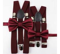 Mr Townsend Suits Me and Mini Me Bow Ties and Braces - Various Colours - Wine Red