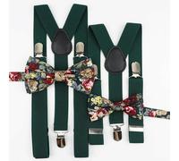 Mr Townsend Suits Me and Mini Me Floral Bow Ties and Braces - Various Colours - Hunter Green