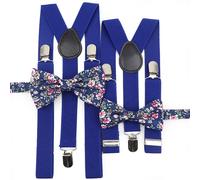 Mr Townsend Suits Me and Mini Me Floral Bow Ties and Braces - Various Colours - Royal Blue