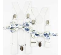 Mr Townsend Suits Me and Mini Me Floral Bow Ties and Braces - Various Colours - White
