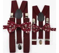 Mr Townsend Suits Me and Mini Me Floral Bow Ties and Braces - Various Colours - Wine Red