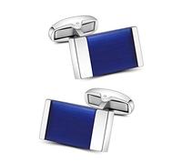 Mr.Van Blue Opal Cufflinks Rectangle Genuine Agate Gemstone Cuff Links Jewelry Wedding
