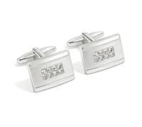 Mr.Van Elegant White Silver Crystal Cufflinks Mens Glimmering Cuff Links Set for Business Wedding Party