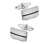 Mr.Van Simple Stripes Cufflinks Platinum Plated Metal Geometric Shape Cuff Link for Mens Business Wedding Present