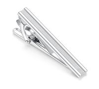 Mr.Van Tie Clips, Tie Bar Clip for Men Formal Square Edges Tie Pins Silver Necktie Bar Clasp Clip on Ties for Men Wedding Business Jewelry Gift Normal Size