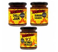 Mr Vikki’s Chilli Best Sellers Collection 3 Jars | King Naga, Banana Habanero & Chilli Jam | Award-Winning Hot Chilli Pickles Made in Cumbria