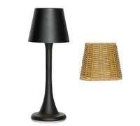 Mr. White Outdoor Waterproof Cordless Rechargeable Portable Touch Battery Operated Powered Table Lamp for Restaurant Kitchen Patio Dinner Dining (Black)