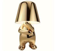 (MR.Why) 1pc Little Golden Man Creative Night Lamp with USB Charging Cable Italian Design Thinker Statue