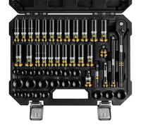 Mr.wintek 3/8" Drive Impact Socket Set, 50-Piece 6 Point Standard SAE (5/16 to 3/4 inch) and Metric (8-22mm) Sockets with deep Embossed & Painted Markings, CR-MO, Include 3/8-Inch Ratchet Handle