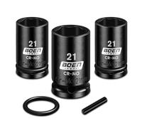 Mr.wintek 3-Piece 21mm Scaffolding Impact Socket 1/2" Drive with Retaining Pin & O-Ring, 6 Point Design and 52mm Length Socket, Cr-Mo Steel for Scaffolding Coupler and Pipe Clamps