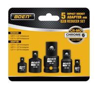Mr.wintek 5 Piece Impact Adapter Reducer Set, 1/4" 3/8" 1/2" 3/4" Power Socket Adapter, Impact Socket Adapter, Impact Wrench Adapter and Reducer Set Chrome Molybdenum Steel