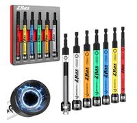 Mr.wintek 6-Piece Magnetic Hollow Nut Setter Set for Impact Drill, 6-Inch Extra Long Metric 8-14mm (no 9mm), 1/4 Inch Hex Drive, Color Coded Magnetic Impact Nut Driver with EVA Storage Organizer
