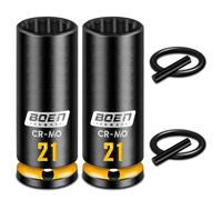 Mr.wintek PRO 2PCS 21mm Scaffolding Impact Sockets 1/2" Drive with Retaining Pin & O-Ring, 12 Point Design and 81.5mm Length Socket, Deep Yellow Embossed Marking, CR-MO Steel for Scaffolding Coupler