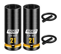 Mr.wintek PRO 2PCS 21mm Scaffolding Impact Sockets 1/2" Drive with Retaining Pin & O-Ring, 6 Point Design and 81.5mm Length Socket, Deep Yellow Embossed Marking, CR-MO Steel for Scaffolding Coupler