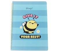 Mr. Wonderful - A4 Bee Hardcover Notebook - Spiral Bound - Give it your best! - 160 squared pages - Includes stickers