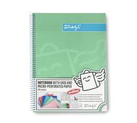 Mr. Wonderful A4 Notebook Green Squared Micro Perforated 80 Pages Extra Wide Cover Spiral Bound with Stickers