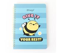 Mr. Wonderful - A5 Bee Hardcover Notebook - Spiral Bound - Give it your best! - 160 squared pages - Includes stickers