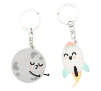 Mr. Wonderful - Set of 2 key rings - Planet and rocket - Personalized keyrings - Keyrings for gifts - Personalized gifts, multicoloured, Estandar